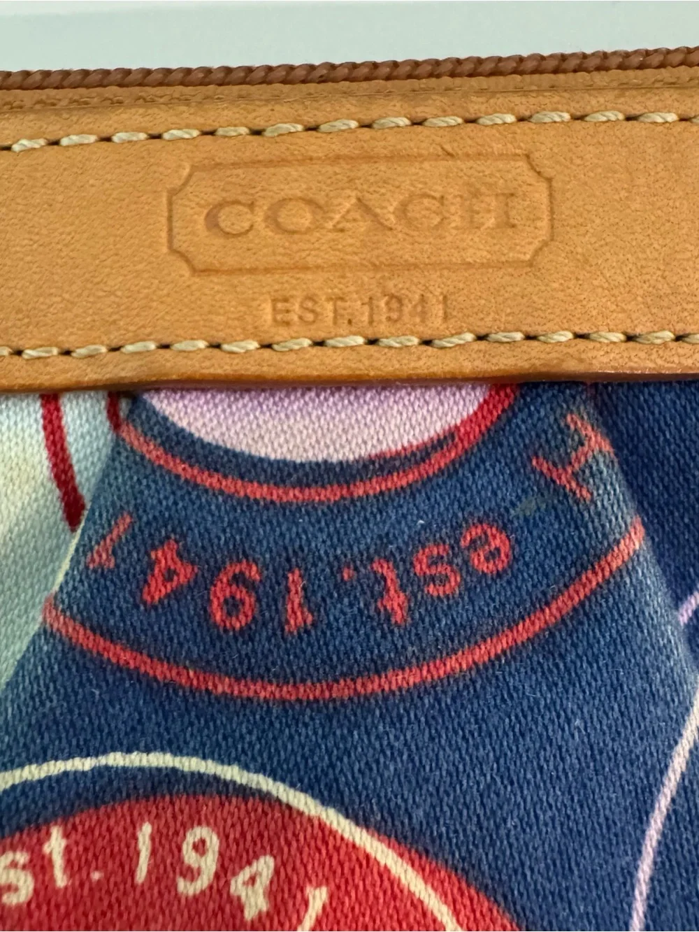 COACH Polka Dot Leah F14667 Red White And Blue Wristlet